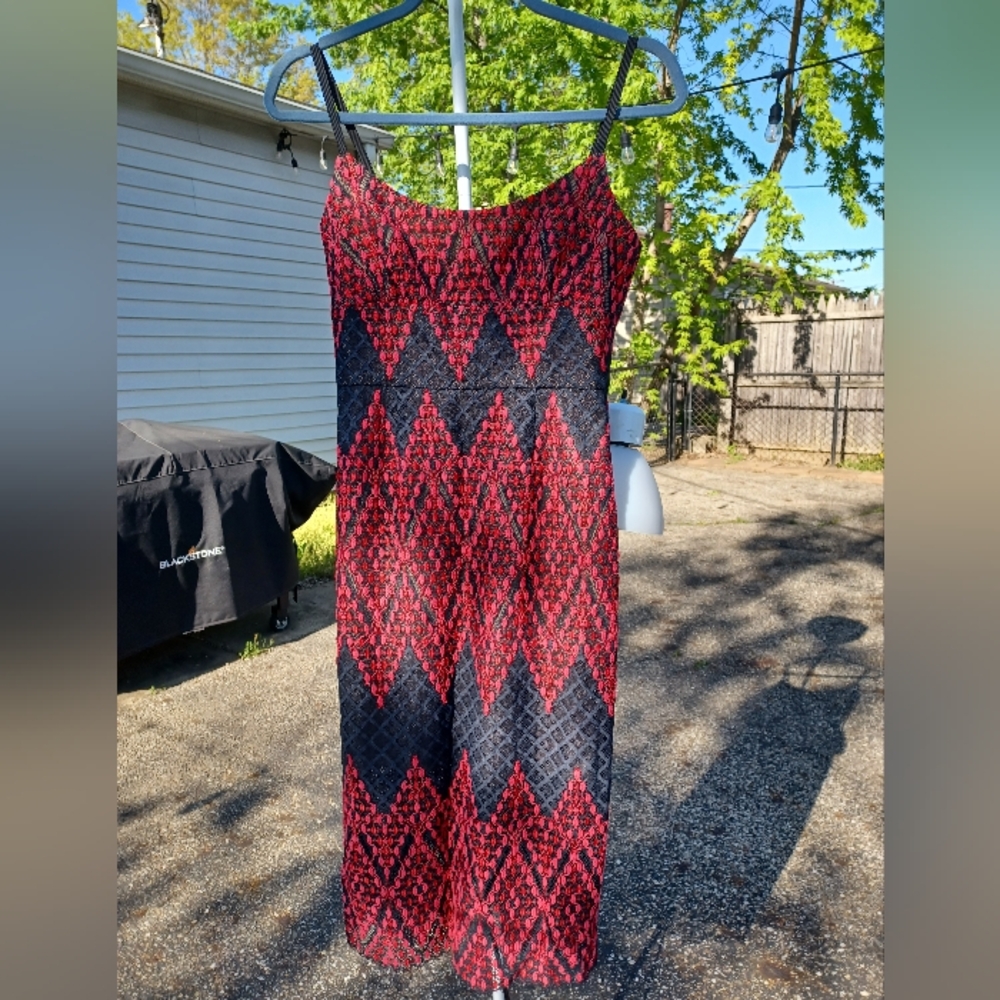 BCBGMAXAZRIA Red and Black Dress